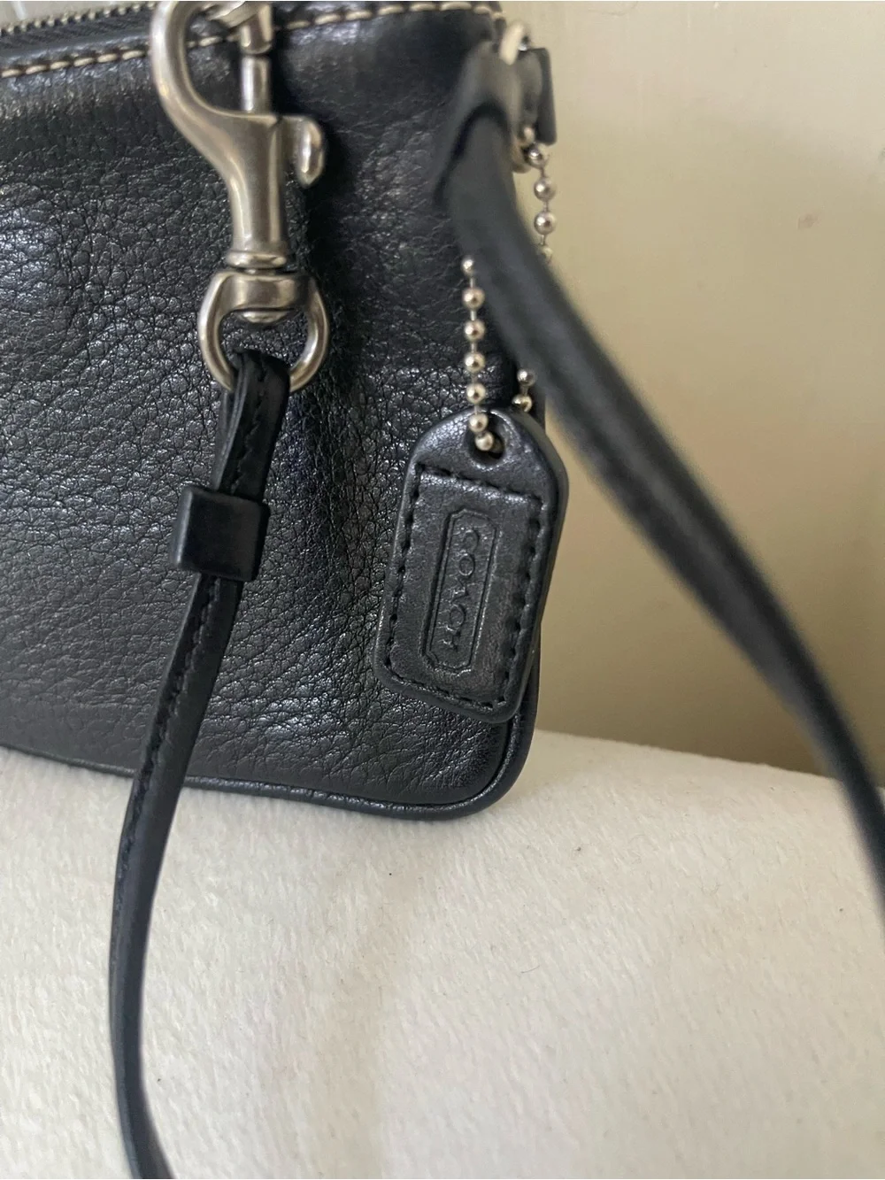 Coach vintage Black Pebbled Leather Wristlet